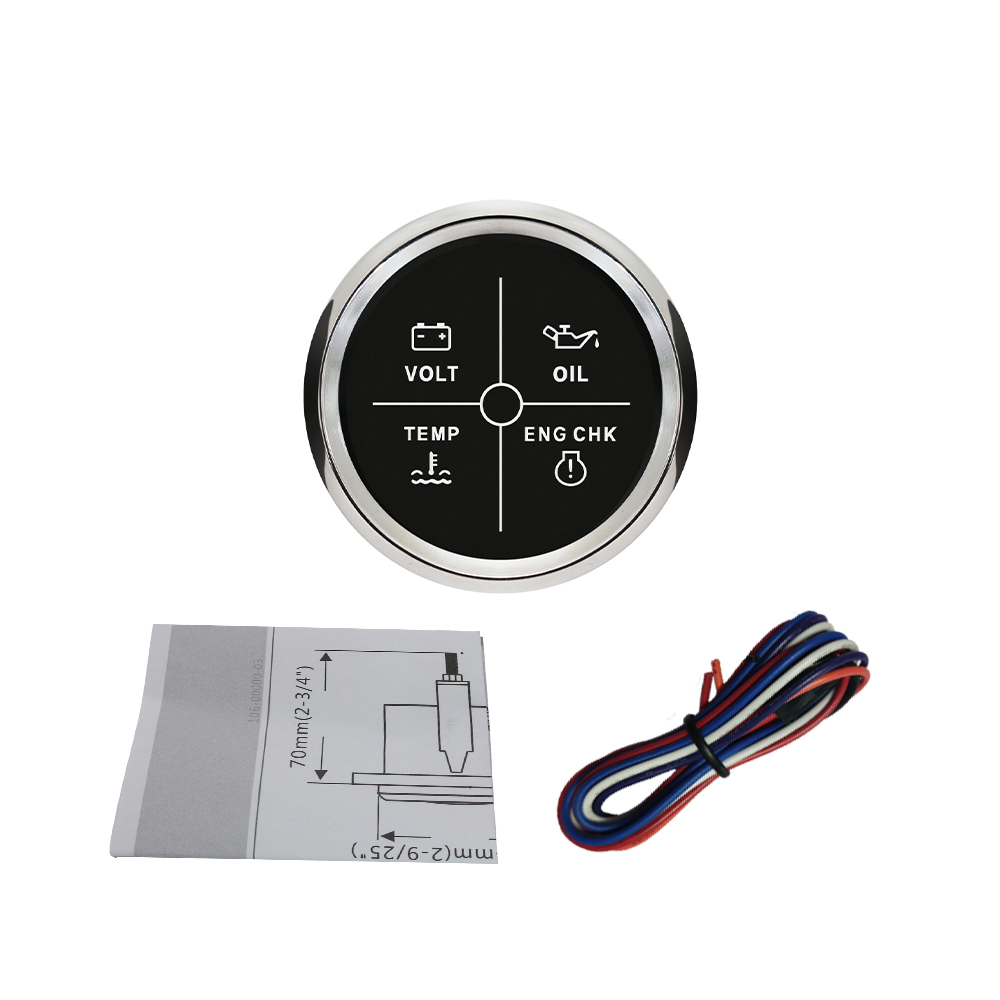 4LED Motor Alarm Indicator Gauge 2 "12V/24V Voor Auto Boot Motorfiets Met Backlight: BS