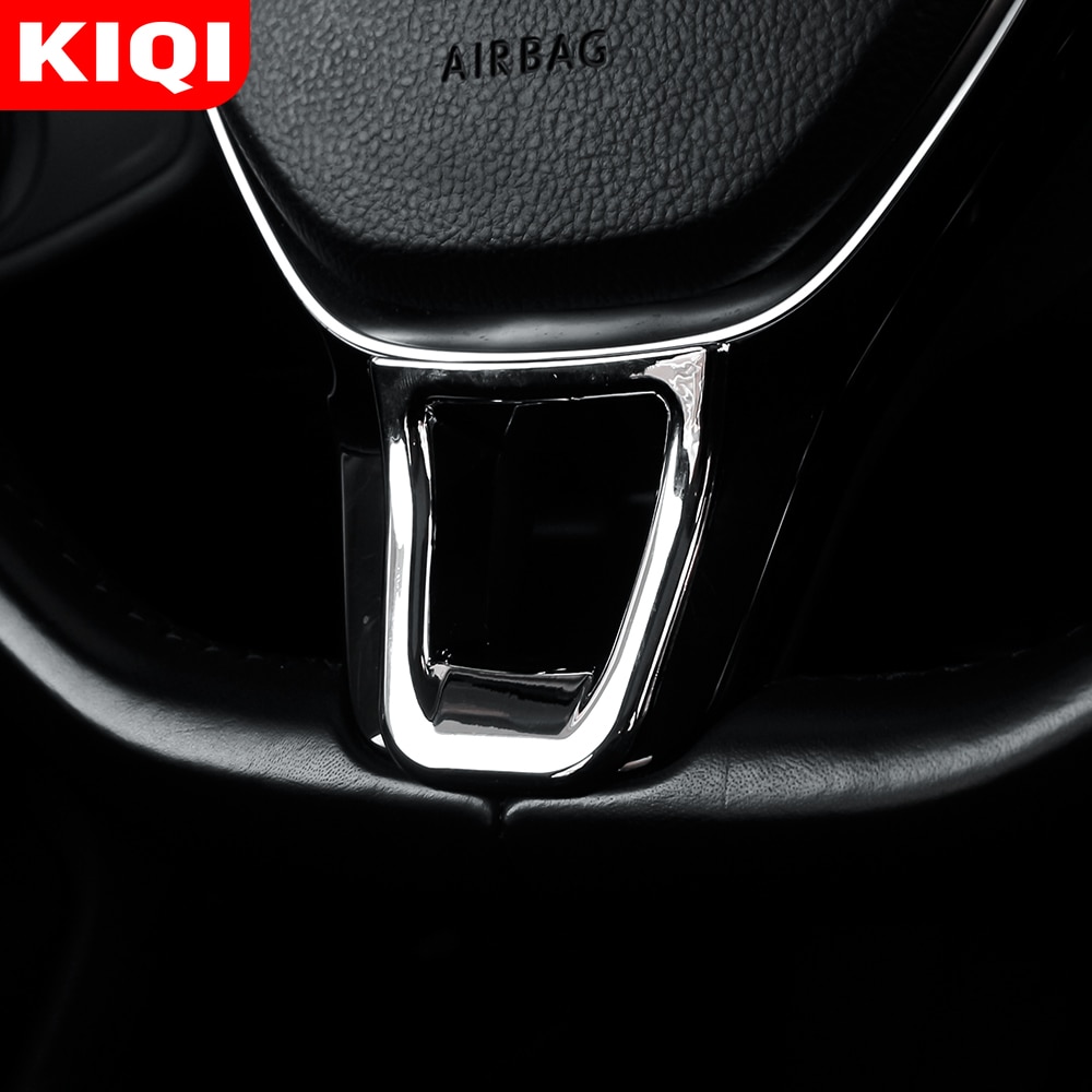 KIQI 1 pièces décoration de volant de voiture garniture de couverture pour Volkswagen VW Fox Polo Jetta MK6 MK7 Arteon T-ROC Troc accessoires