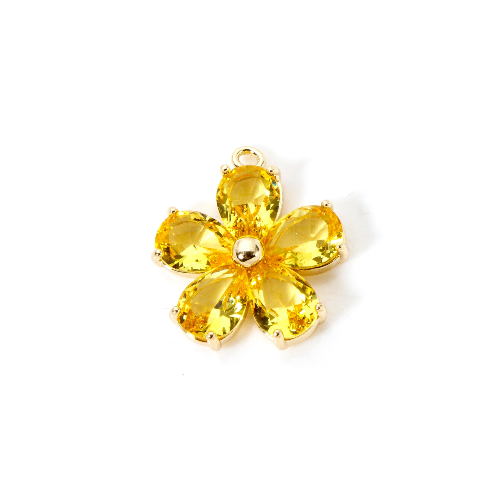 Breloques en laiton pour femme, fleur de document en or, pendentif en verre multicolore, collier à faire soi-même, boucles d'oreilles, résultats de bijoux, 21mm x 18.5mm, 1PC,: Couleur jaune clair