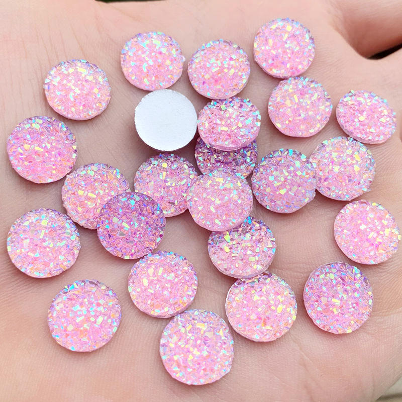 Cristal AB 12mm 80 pièces/lot de pierres précieuses en résine à dos plat, strass ronds à pois, pour décoration à faire soi-même: A554