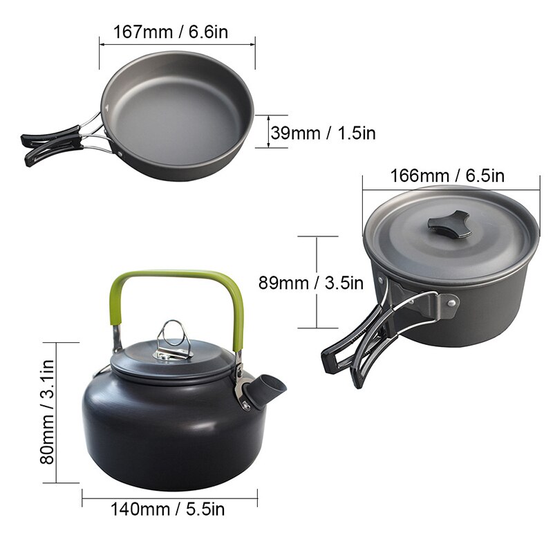 Couple camping cookware hiking equipment outdoor camping set pot 2-3 people portable wild pot pot set pot teapot four-piece