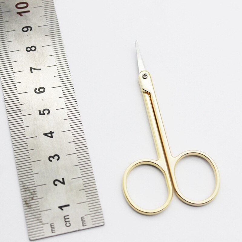 Tijeras de maquillaje para cejas, Punta curva de acero inoxidable, pequeñas, para manicura, tijeras elegantes