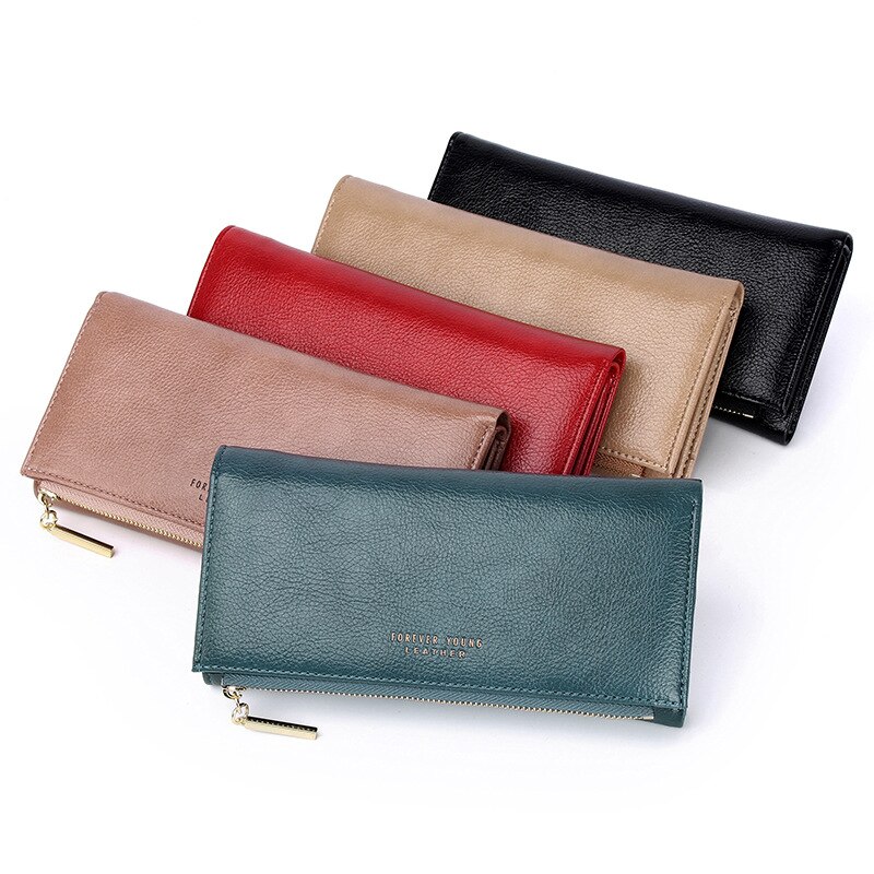 Wallet Female PU Leather Wallet Leisure Purse Red Style 3Fold Top Women Wallets Long Coin Purse Card Holders Carteras