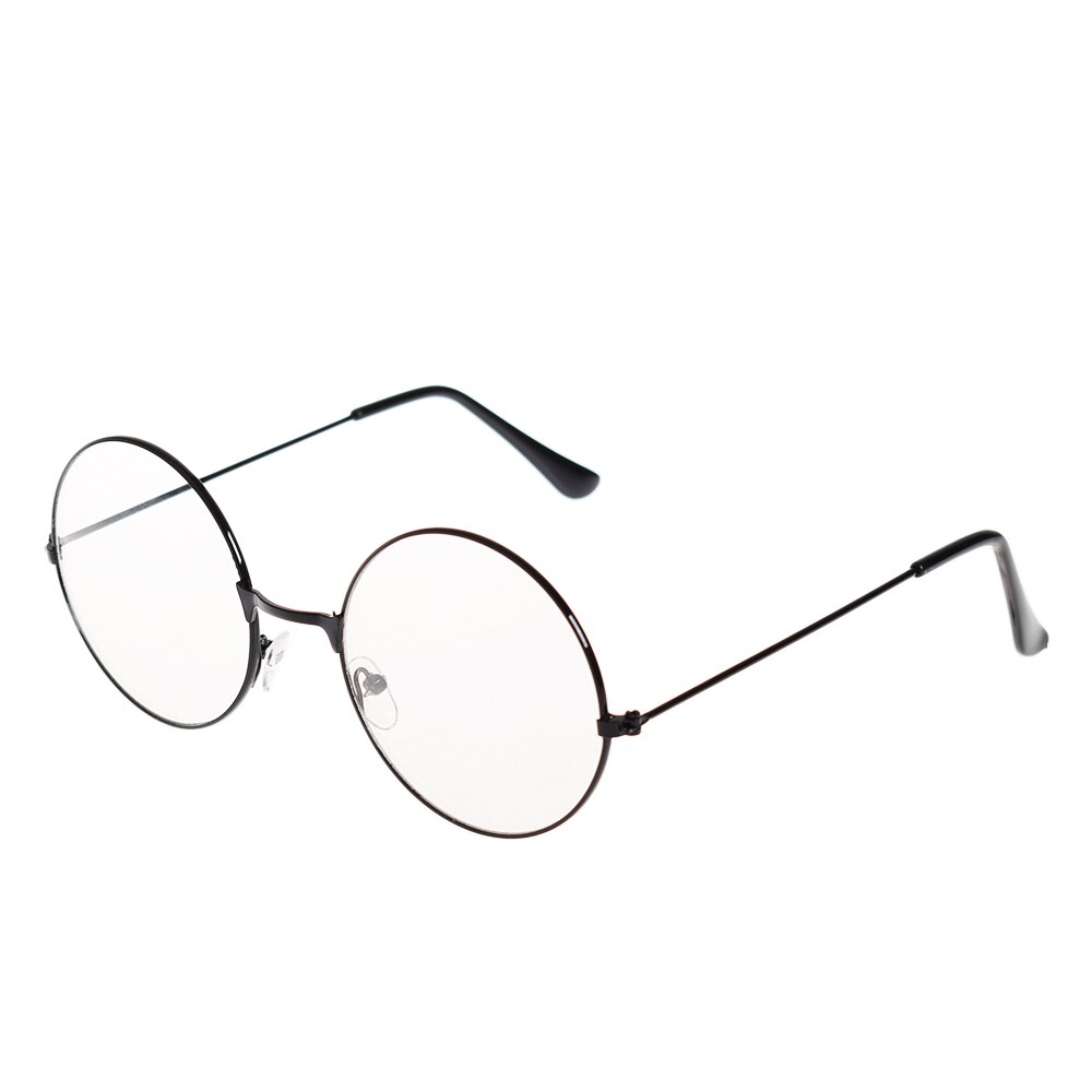 Vintage retro metalramme klar linse briller nørd nørd briller briller overdimensionerede runde cirkel briller: Sort