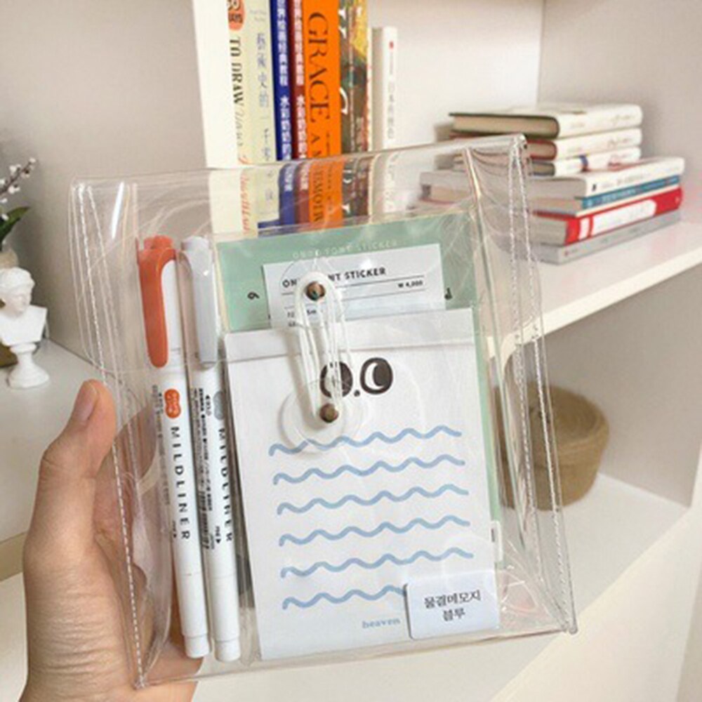 Ins Multifunctional Thickened Transparent PPFile Pocket Winding Storage Bag File Folder Desk Document Bag Organizer Bag