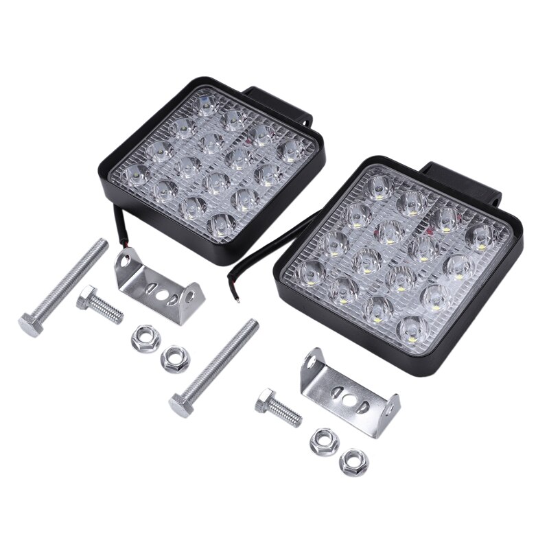 2 Pcs 48W 6000K Led Spot Beam Vierkante Werklampen Lamp Tractor Suv Truck 4WD 12V 24V 3120lum Vierkante Led Spots