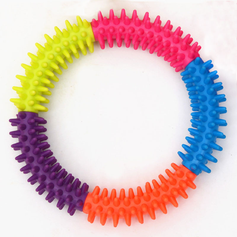 TPR Rubber Multicolor Thorn Ring Pet Toy Cat And Dog Molar Environmental Cat And Dog Toy: L