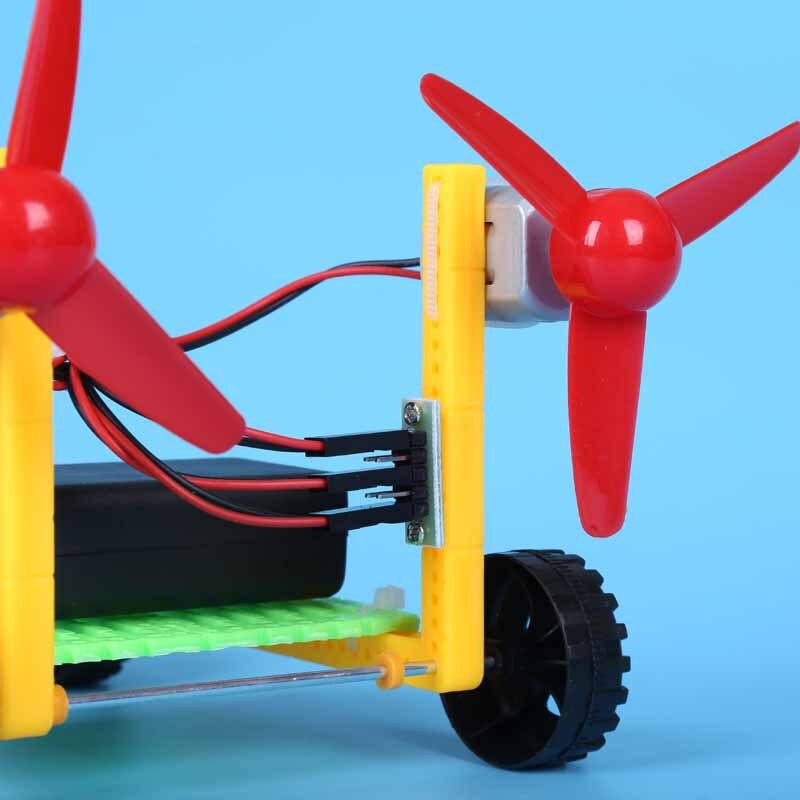 Kinderen DIY wetenschap en technologie kleine productie elektrische wind auto basisschool studenten handmatige bediening Wetenschap Expe