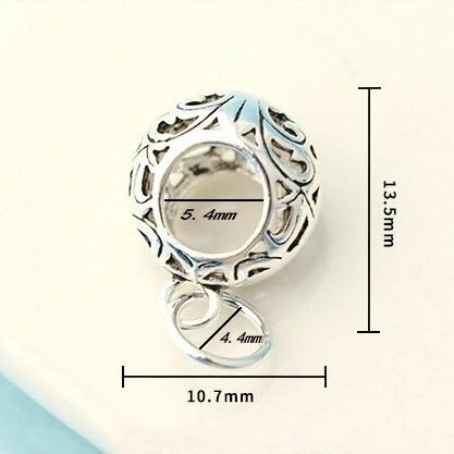 925 Sterling Silver Hollow Out Retro Spacer Beads With Hook for Charm Pendant DIY Necklace Bracelet Jewelry Making: Default Title
