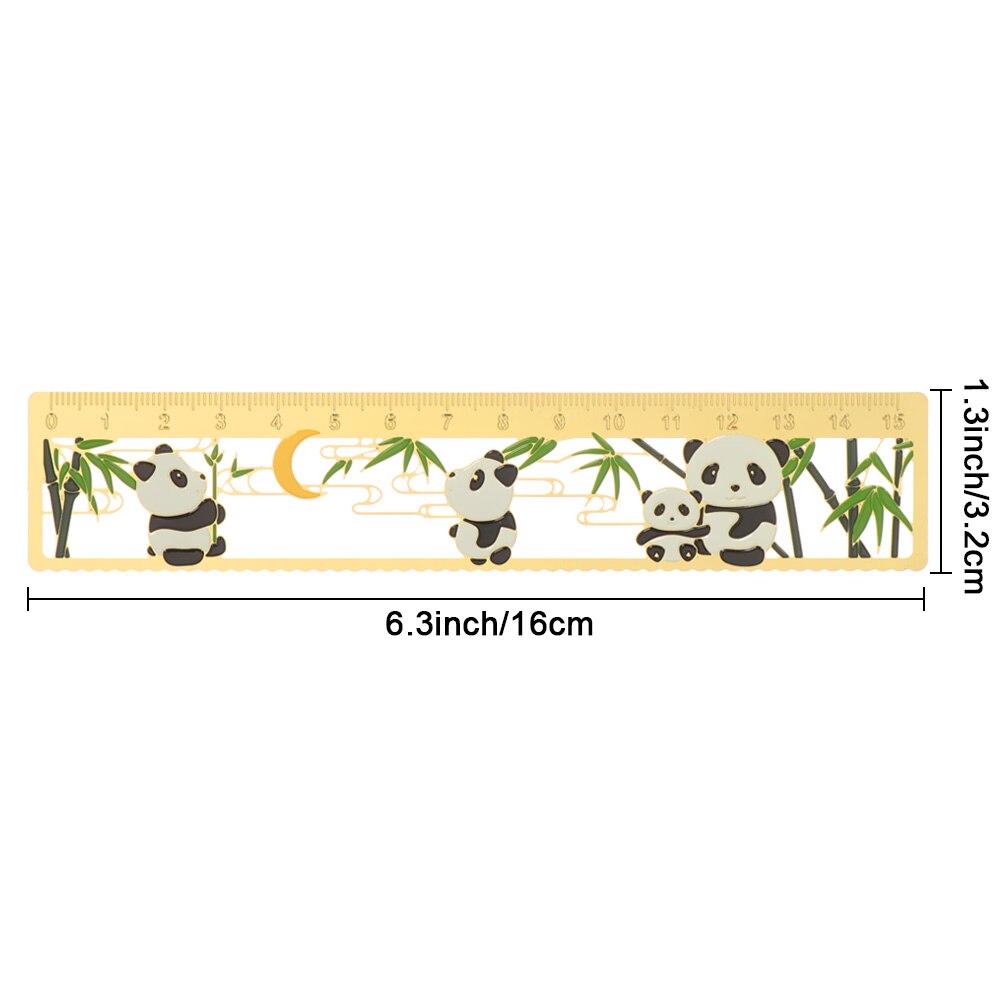 Metal Panda Hollow Rulers Chinese Element Bookmark Ruler Book Holder Measuring Tools Stationery Student Drawing Supplies