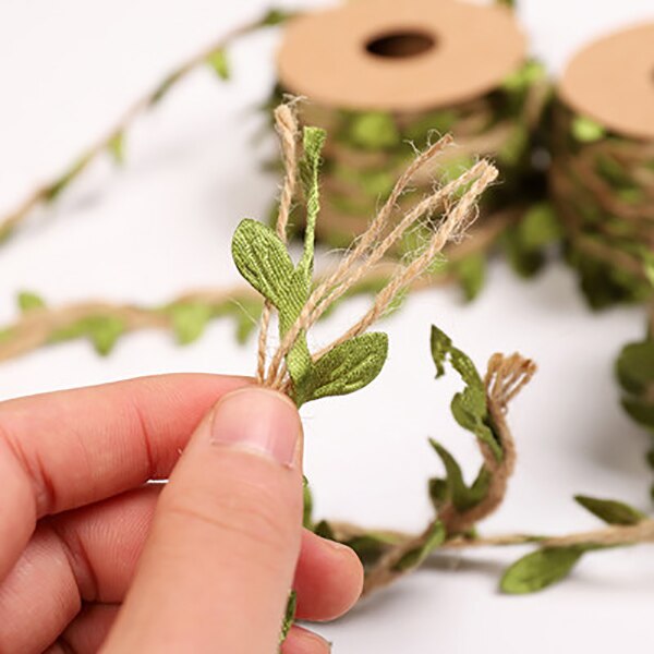 -10M Simulatie Groene Bladeren Weven Touw Diy Bruiloft Verjaardag Bruiloft Decoratie Rotan Boeket Verpakking Touw