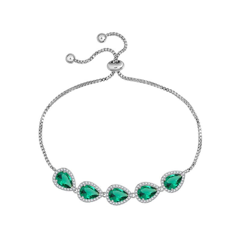 Weimanjingdian marken-armbänder für #39 , birnenförmig geschliffene, farbige zirkonia, Ideal für hochzeiten und als brautschmuck: Silbergrün