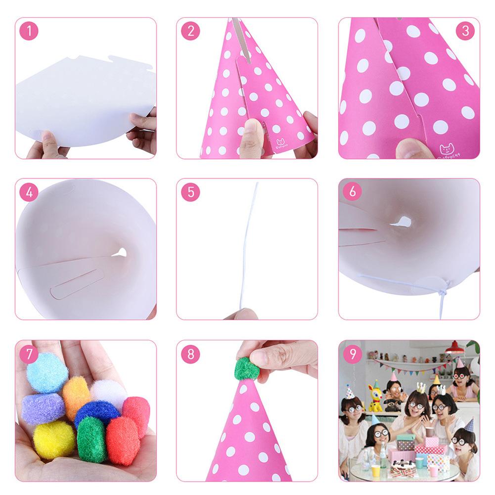 11Pcs/Set Cartoon Party Hats Fun Cone Birthday Party Crown Hats for Children Pets Adults