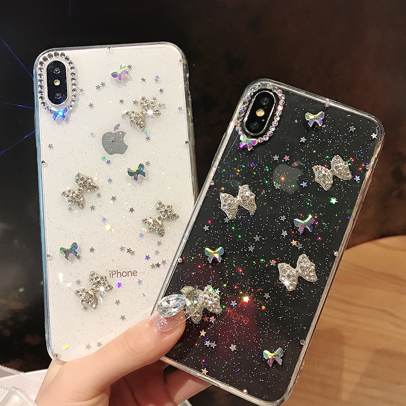 Voor iPhone 11 Pro Max Case Diamond Strass bling Vlinder Soft TPU Cover Voor iPhone 11 X XR XS 6 6S 7 8 Plus Case Glitter