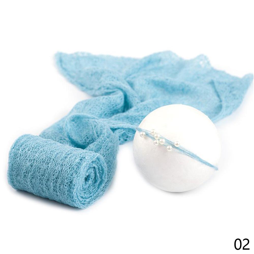 2 Pçs/set Trecho Cobertor Do Bebê Recém-nascido Envolve Fotografia Props Knit Envoltório Foto Pano Acessórios Cocar acessórios para o cabelo: Azul