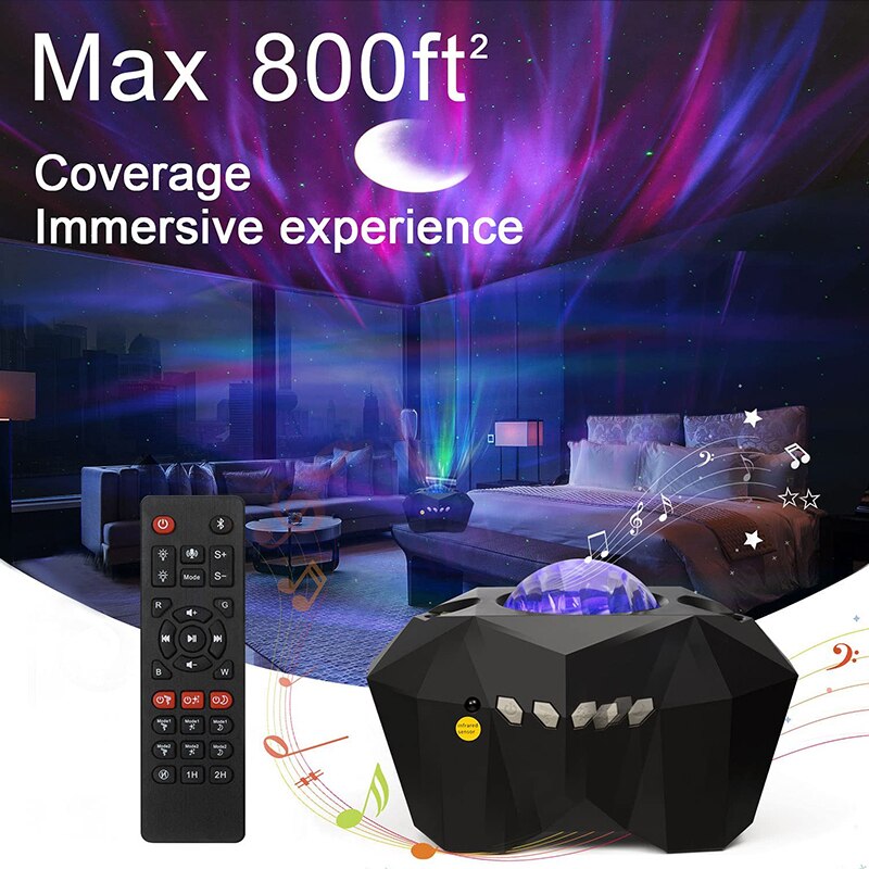 Aurora Lights Star Projector Galaxy Projector with Remote Control Sky Night Light for Kids Adults Bluetooth Music Speaker
