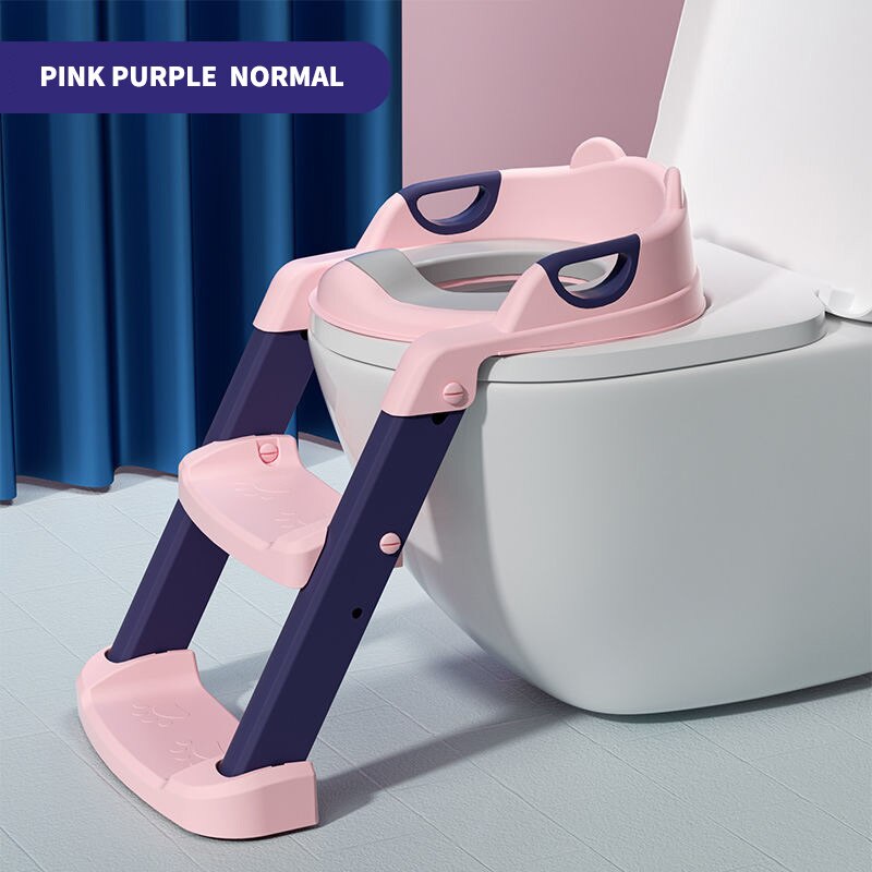 Folding Infant Potty Training Seat Urinal Backrest Chair With Step Stools Ladder For Baby Toddlers Boys Girls Safe Toilet Seat: PINK BLUE Normal