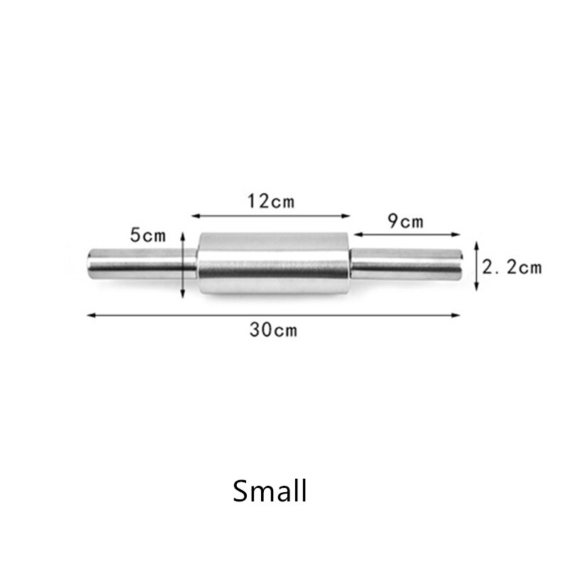 1 PC Stainless Steel Non-Stick Rolling Pin for Dough Pasta Tools Bake Pizza Noodles Cookie Dumplings Kitchen Accessories: Small