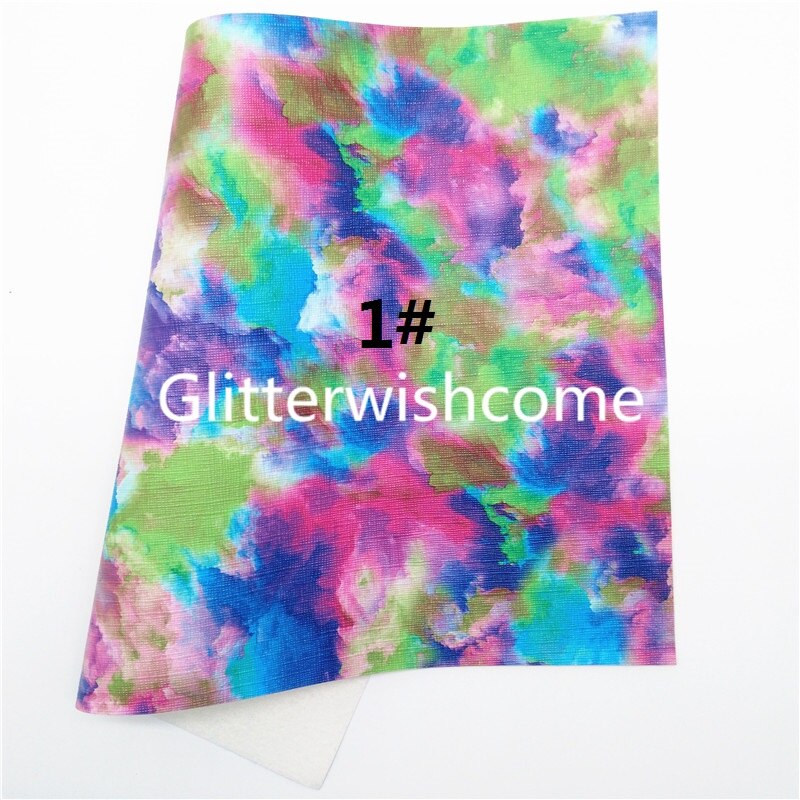 Glitterwishcome 21X29CM A4 Size Tie Dye Cloundy Faux Leer Synthetisch Leer Met Zacht Vilt Backing Voor Maken Bows GM172C: 1