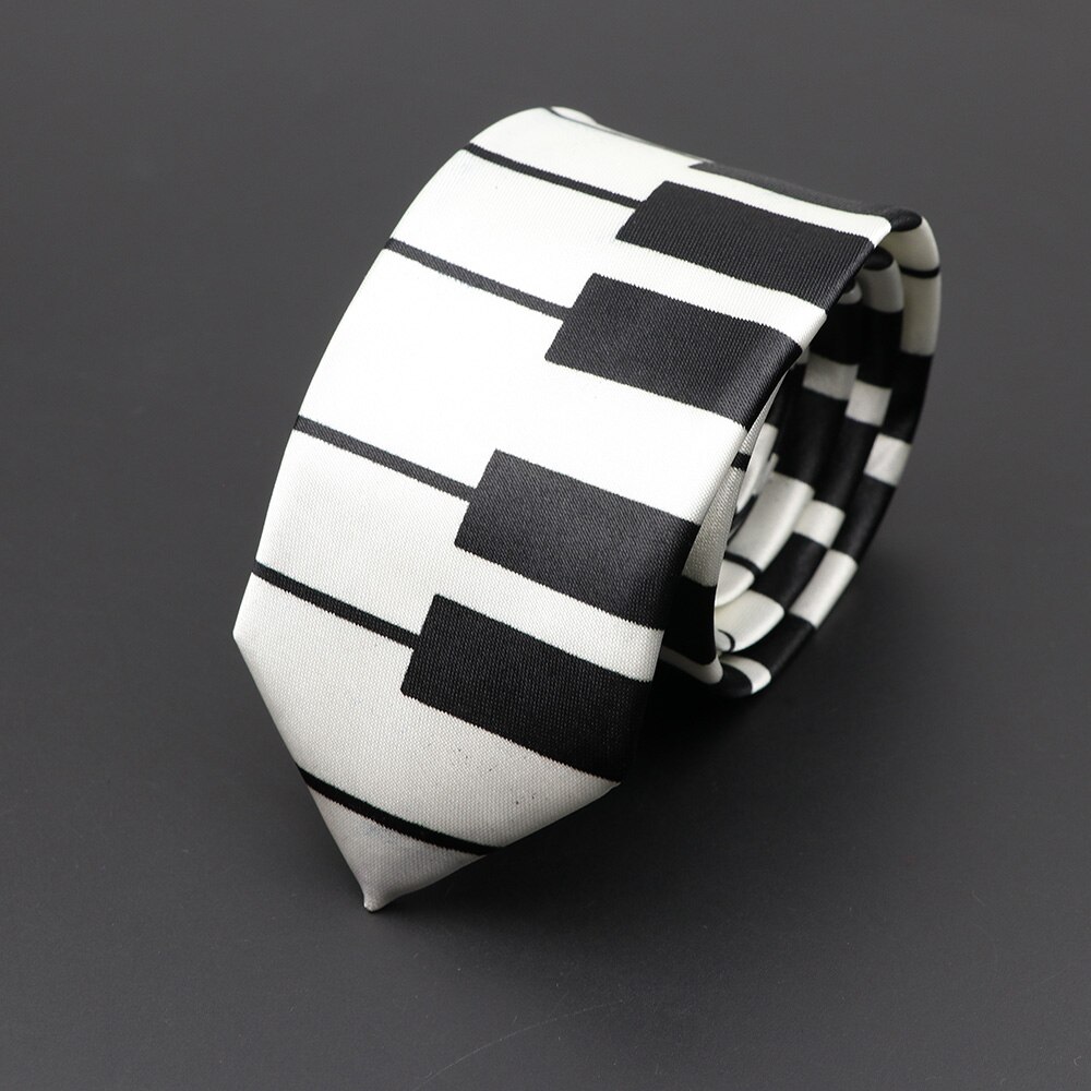 Corbata musical clásica de para hombre, Festival de vacaciones, estampado de Piano, guitarra, cara sonriente, poliéster, 5cm de ancho, corbata negra con: Azul