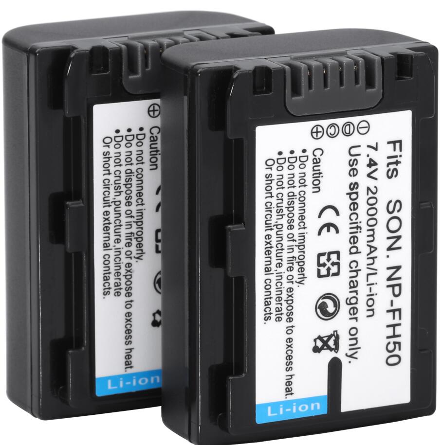 NP-FH50 Batteria + Caricabatterie Per Sony NP-FH40 DSC-HX1 HX100V DSLR A230 A330 DCR-SR42 DCR-SR60 DCR-SR62 DCR-SR80 DCR-SR82: 2 battery