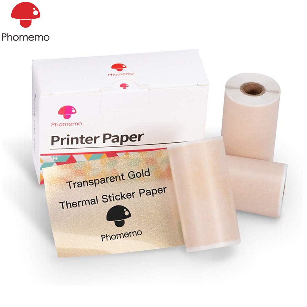 Phomemo Clear Paper for M02 M02 Pro M02s M03, Transparent, Original, Adhesive, Thermal Printer Paper, Glossy Sticker Paper, for Pocket Printer, 53mm