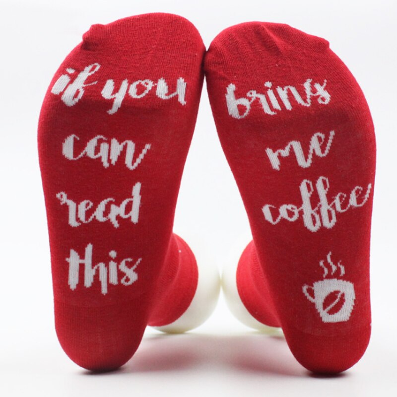 1Pair Funny Socks Autumn Spring Fall Letters Short Ankle Cotton Socks IF YOU CAN READ THIS BRING ME A GLASS OF WINE/BEER: red