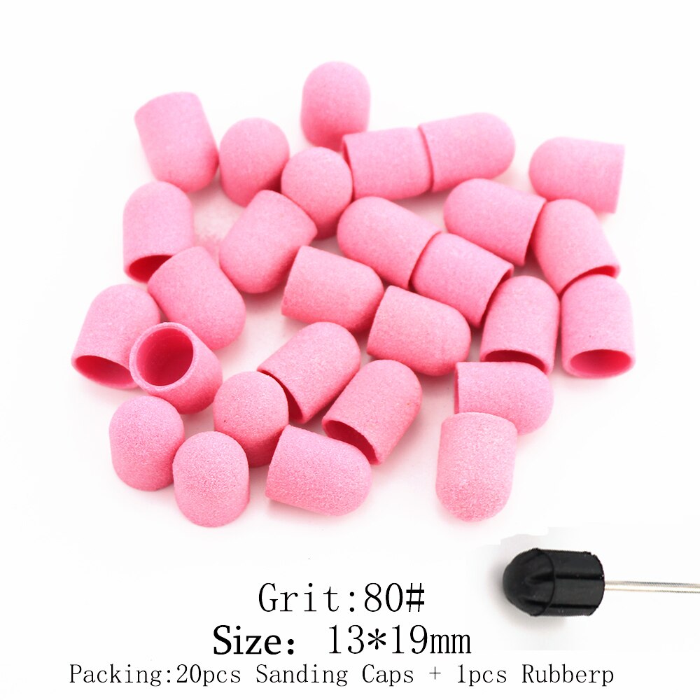 Tampas de plástico para lixar o pé, base rosa, cuidados de pedicure, polimento, areia, acessórios para broca, ferramenta de cutícula dos pés 13, 20 peças * 19mm