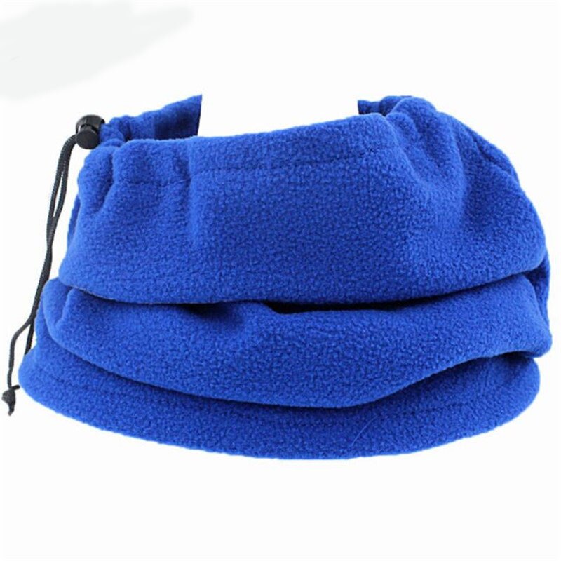 1PC 3in1 Unisex Beanie Hats Ski Snood Scarf Women Men Thermal Fleece Scarf Snood Neck Warmer Face Mask Winter Spring: Blue