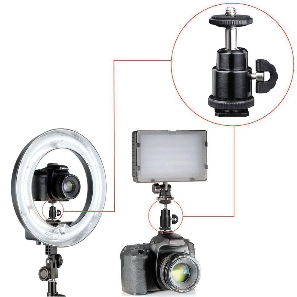 Tête de trépied mini 360 degrés caméra trépied Mini tête à bille tête de chaussure chaude adaptateur à 1/4 vis montage DSLR caméra accessoires