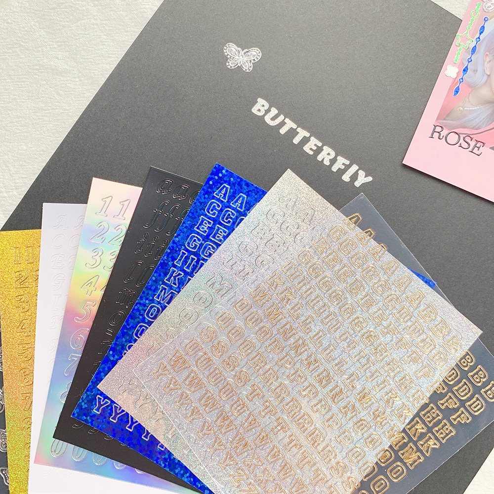 Glitter Alphabet Sticker Korean Aesthetic Sticker For K-pop Toploader Decor DIY Scrapbooking Journal Diary Supplies Stationery