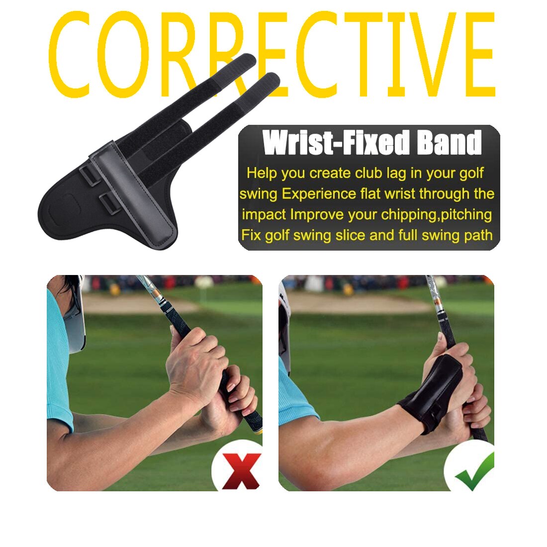 Muñequera de Golf, Ayuda de entrenamiento para Swing, banda correctora, herramienta de práctica