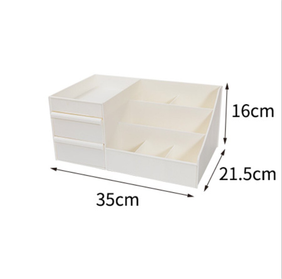 Plastic Makeup Organizer Two-Layers Jewelry Box Cosmetic Organizer Makeup Box Lipstick Makeup Storage Bathroom Table Organizer: white big