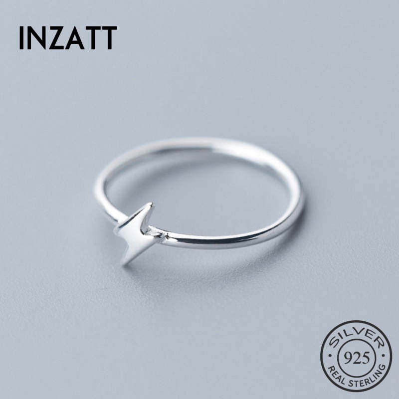 INZATT Real 925 Sterling Silver Minimalist lightning Ring For Women Party Cute Fine Jewelry Accessories Birthday