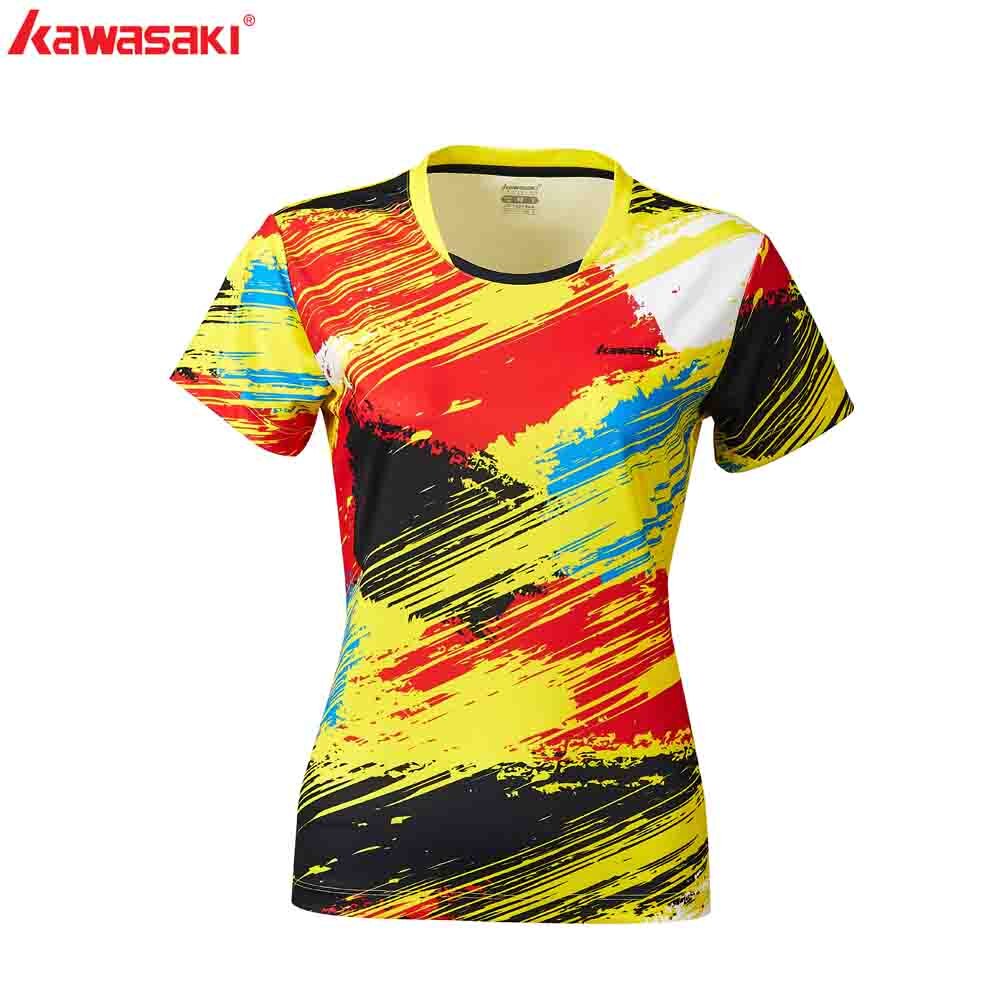 KAWASAKI, camisas de bádminton para mujer, cuello redondo, secado rápido, transpirable, Regular, forma física deporte, camisetas, ST-R2232 de tenis de mesa