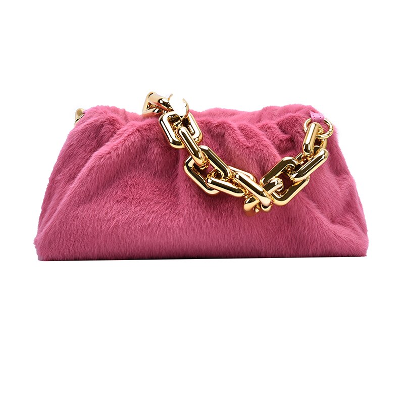 Bolso de mano de piel falsa para mujer, bolsa de mano femenina de , Estilo clásico: Rosa