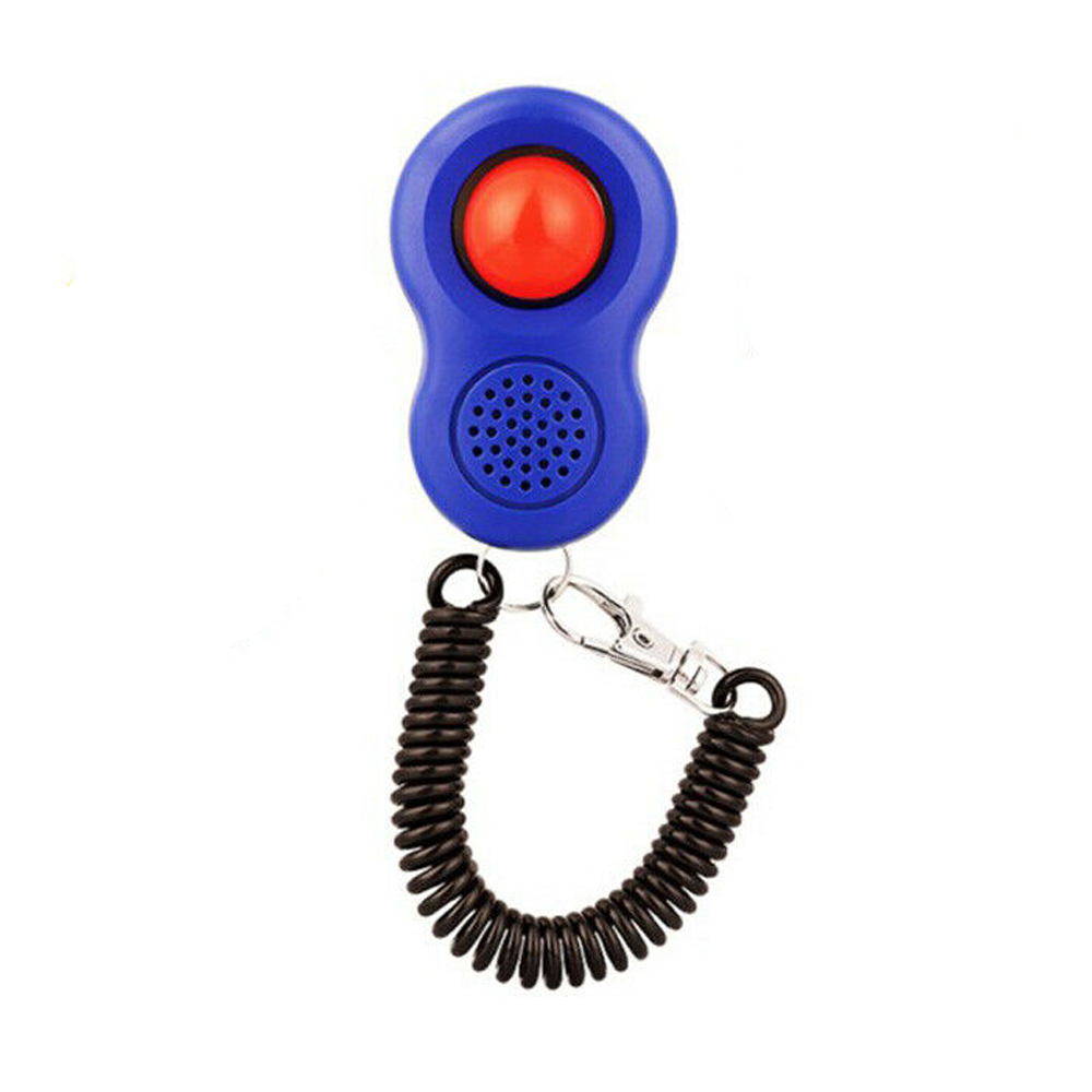 Pet Dog Cat Button Training Clicker Dogs Click Trainer Obedience Aid Wrist Strap Adjustable Sound Key Chain 4 Colors: Blue