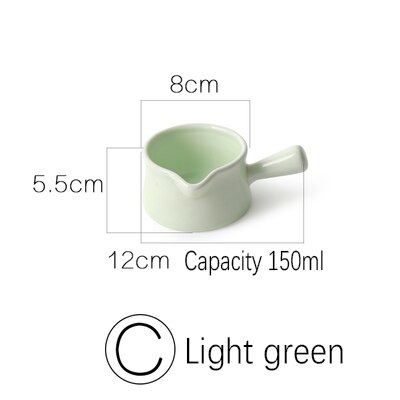 Ceramic Macarons Milk Jug Super Cute Spout Single Handle Milk Thistle Sauce Mini Bowl Baby Food Bowl Snack Saucer: C.Light green