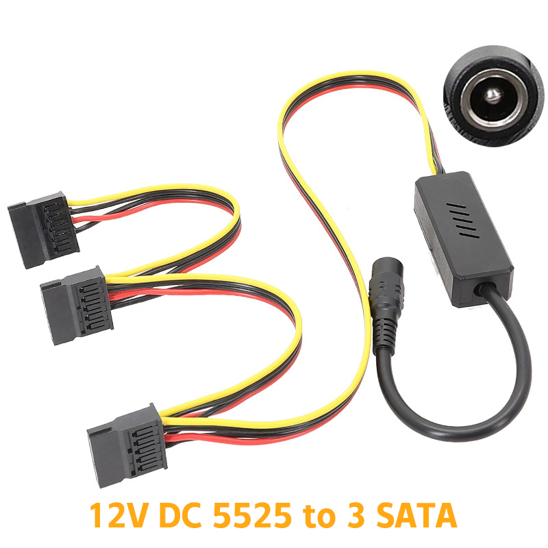 1pcs DC 5525 To SATA Hard Drive Power Supply Cable DC 12V To 4Pin Molex HDD Cable Step-down Voltage Regulator: WHITE