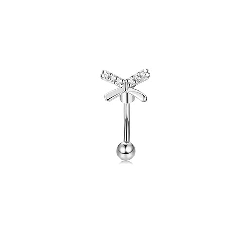 1Pcs 16G Rook Daith Earrings Stainless Steel Belly Lip Ring Cartilage Tragus CZ Body Piercing Curved Barbell Eyebrow Rings 6MM: F