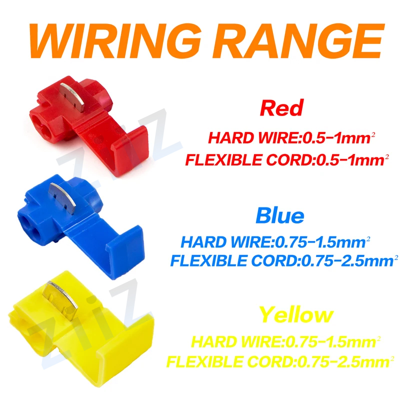 10pcs/30pcs T-Tap Connector Quick Electrical Cable Connector Snap Splice Lock Waterproof Crimp Wire Terminal blue yellow red