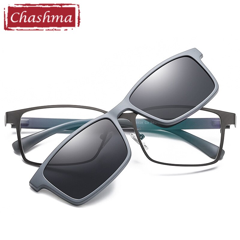 clip Magnetica Magnete Occhiali Lenti Polarizzate con Gli Occhiali da suola per Gli Uomini di Stile di sport Occhiali: grigio