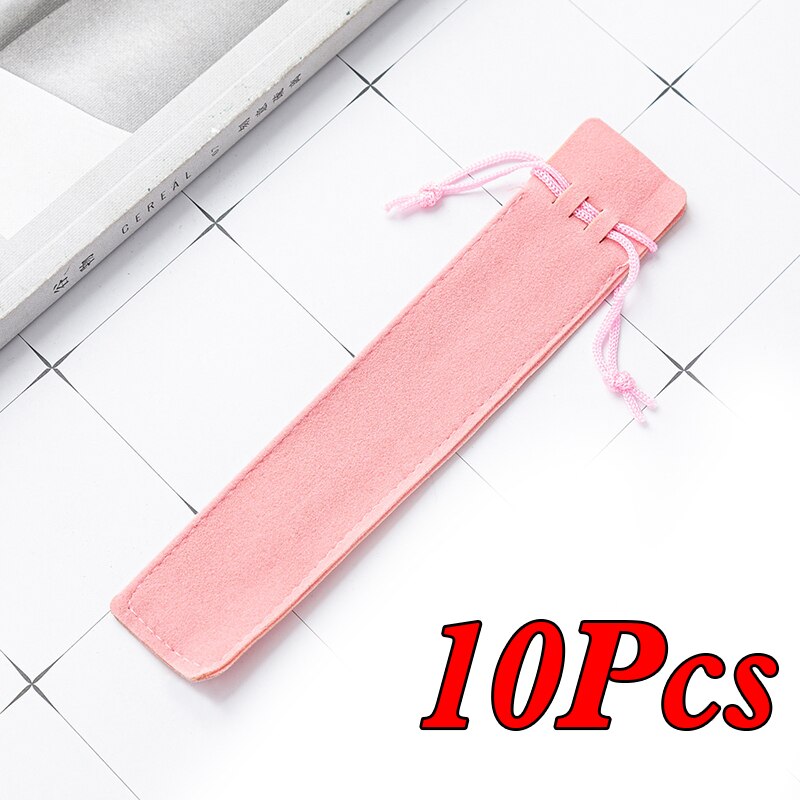 Pencil Case Multicolor Double-sided Thick Flannel Pencil Case Pen Packaging Bag: Pink 10pc