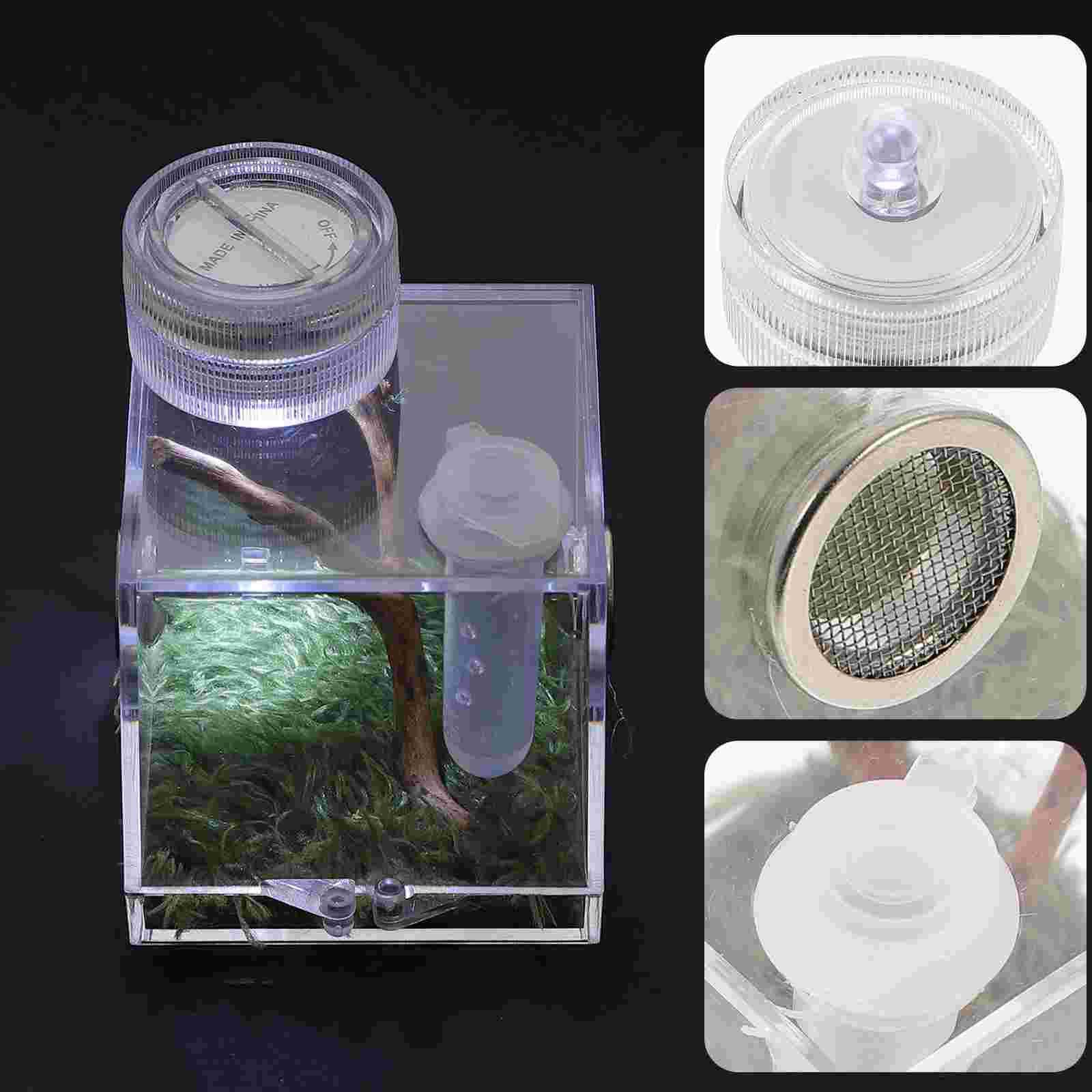 Spider Habitat Box Jumping Spider Breeding Case Spider Storage Box with Lamp Transparent Breeding Box for Spiders Small Insects