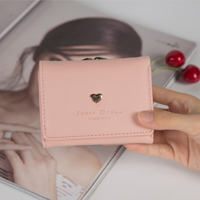 Mara's dream dames portemonnee letterpatroon hart dames korte portemonnee kaarthouder dames portemonnee munt portemonnee bankpashouder: D roze