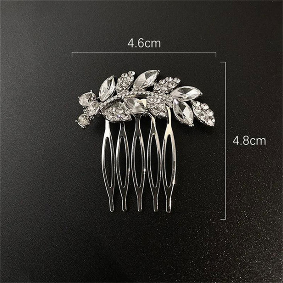 Korean Hair Side Combs French Hair Comb Straight Teeth Hair Clip Comb Twist Hair Comb Bridal Wedding Veil Comb Hair Accessories: Silver