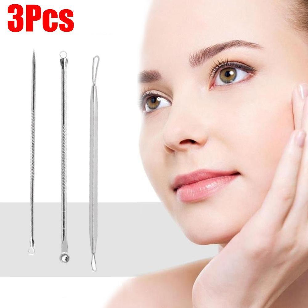 3 uds Blackhead granos, acné Remover herramienta cuchara para limpieza cuidado de la piel acné pinzas mancha Extractor de aguja