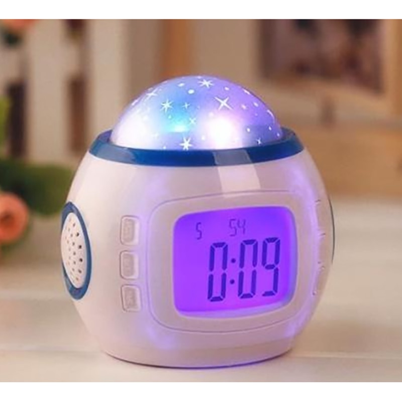 Colorful natural sound chord music starry sky projection calendar clock