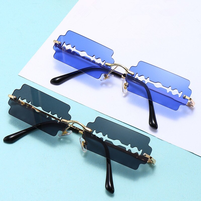 Rimless Sunglasses Women Vintage Unique HollowFishing Sunglasses Eyewear Men Frameless Punk Glasses Shades UV400 Driver Goggles