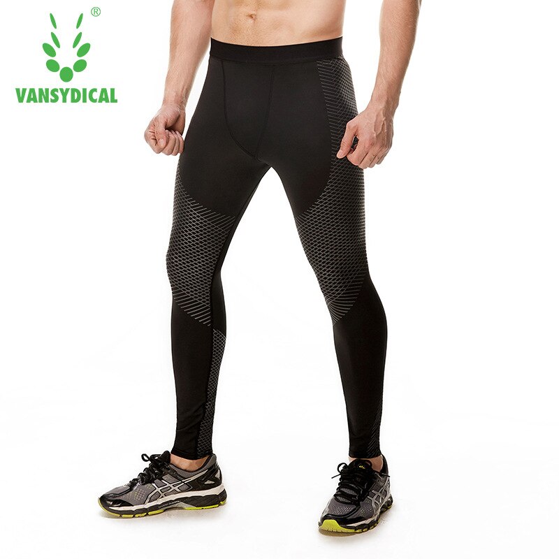 Vansydical-pantalones de compresión ajustados para hombre, ropa deportiva de secado rápido para gimnasio, ajustados, elásticos, para correr,